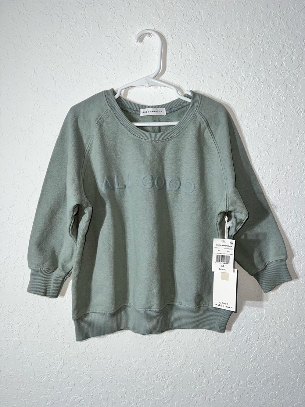 NWT Good American Sage 'ALL GOOD' Crew Sweatshirt